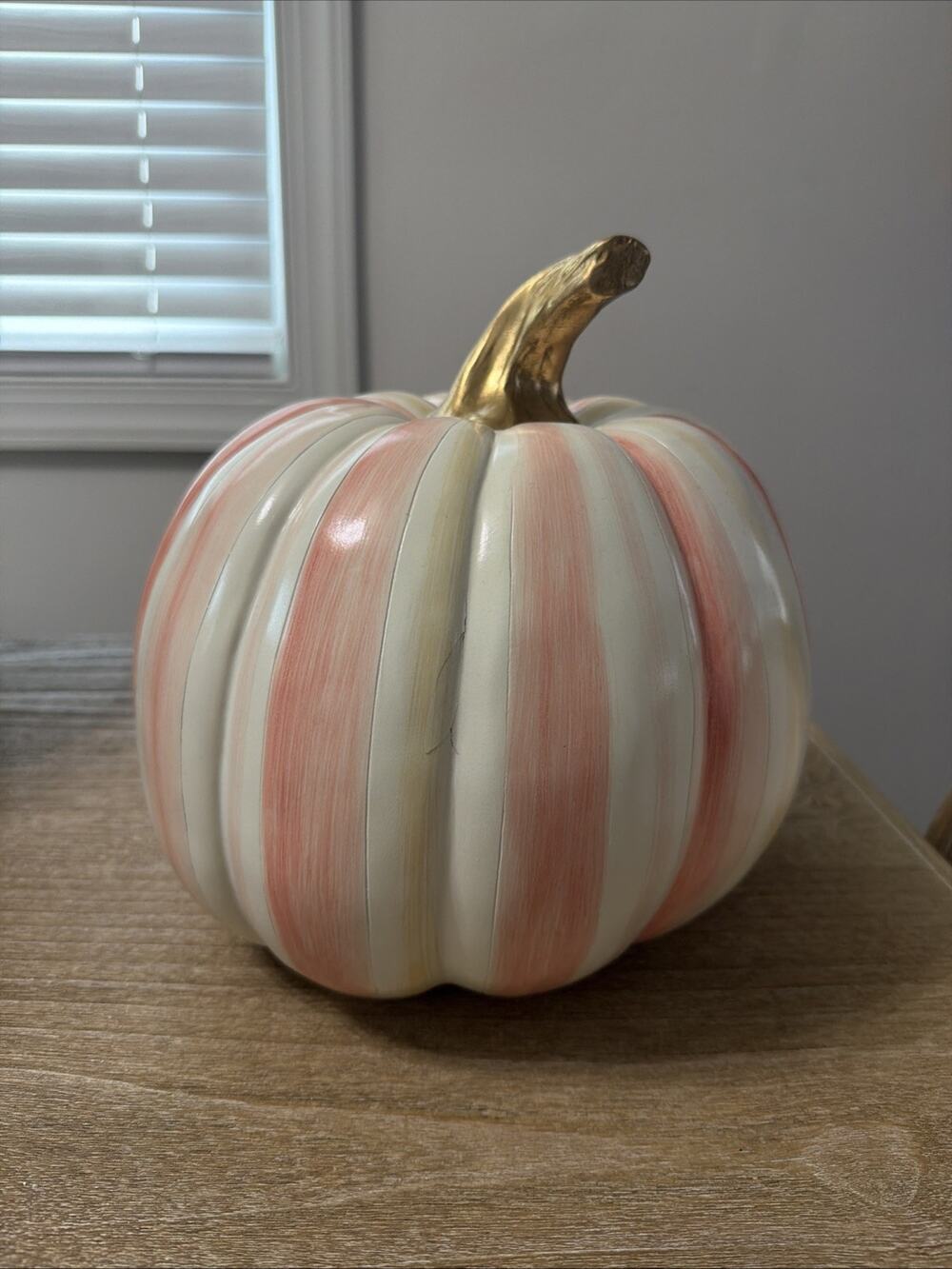MacKenzie-Childs Rosy Stripe Medium Pumpkin - Pink - NWT - DEFECT